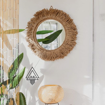 (Shadow) ins hemp rope woven decorative mirror homestay wall decoration wall decoration wire mirror model room Japanese wall decoration