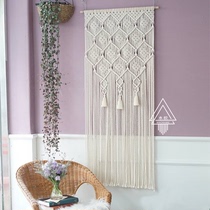 (Pearl) vertical hand-woven cotton thread tassel ear wall decoration cover substation box hanging tapestry