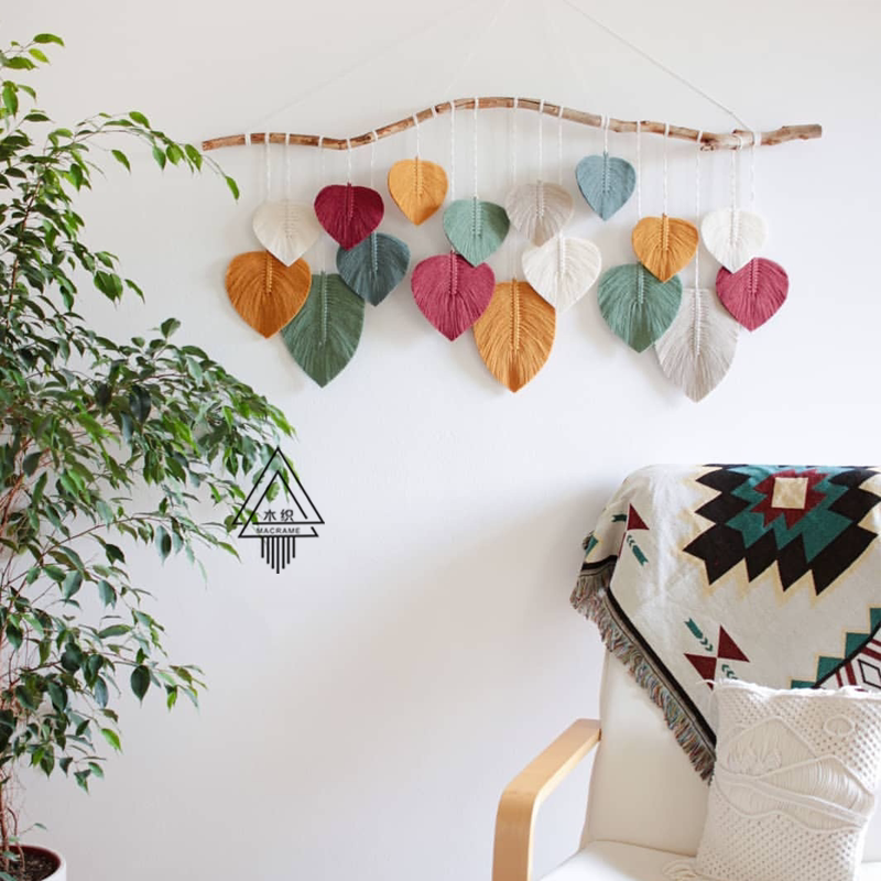 Colored cotton wire woven leaves tapestry creative photo prop bed sofa masonry background decoration decoration