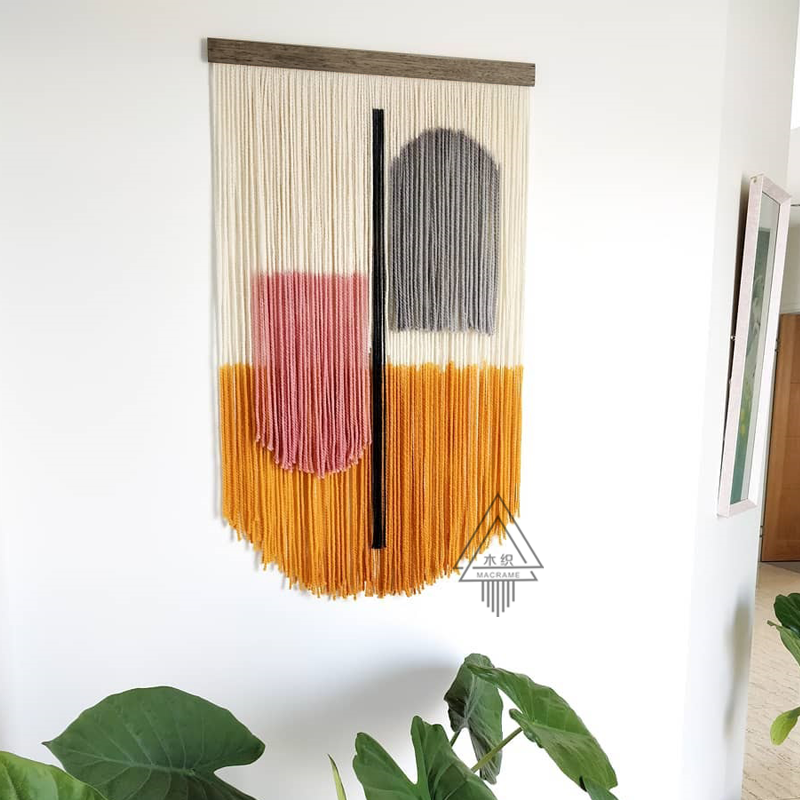 (Square Round) Nordic Irregular Geometric Woven Dyeing Tapestry Folk Dining Hall Art Soft-mounted Wall-mounted Decoration