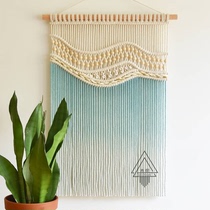 (Blue Elves) dyed wavy beads Nordic woven tapestry decoration Xuan Kwan sofa Background light blue hanging decoration