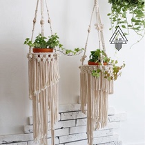 (Chang Chun) Green Plant Hanging Tapestry Indoor Balcony Flower Pocket Hand Woven Plant Flower Pendant Hanging Decoration