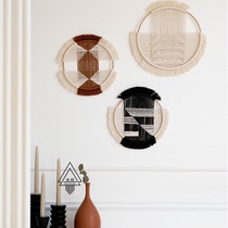 Retro tapestry circular minimalist modern black-and-white color wall-mounted wire braided Xuanguan living room wall decoration pan composition