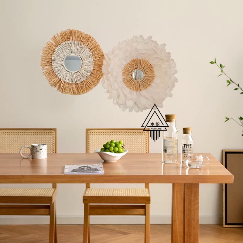 ins goggles daughter raffi grass feather flowers pendants ideas living room dining room dining room round wall decor