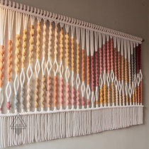 (Twist Braid) Gradient Seven Colorful Wave Type Restaurant Hotel Living-room Handwoven Tapestry Tapestry Door Hall Partition Decoration
