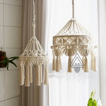 (Shell) B & B decoration rice white cotton thread hand-woven chandelier lampshade model room round hanging ornaments