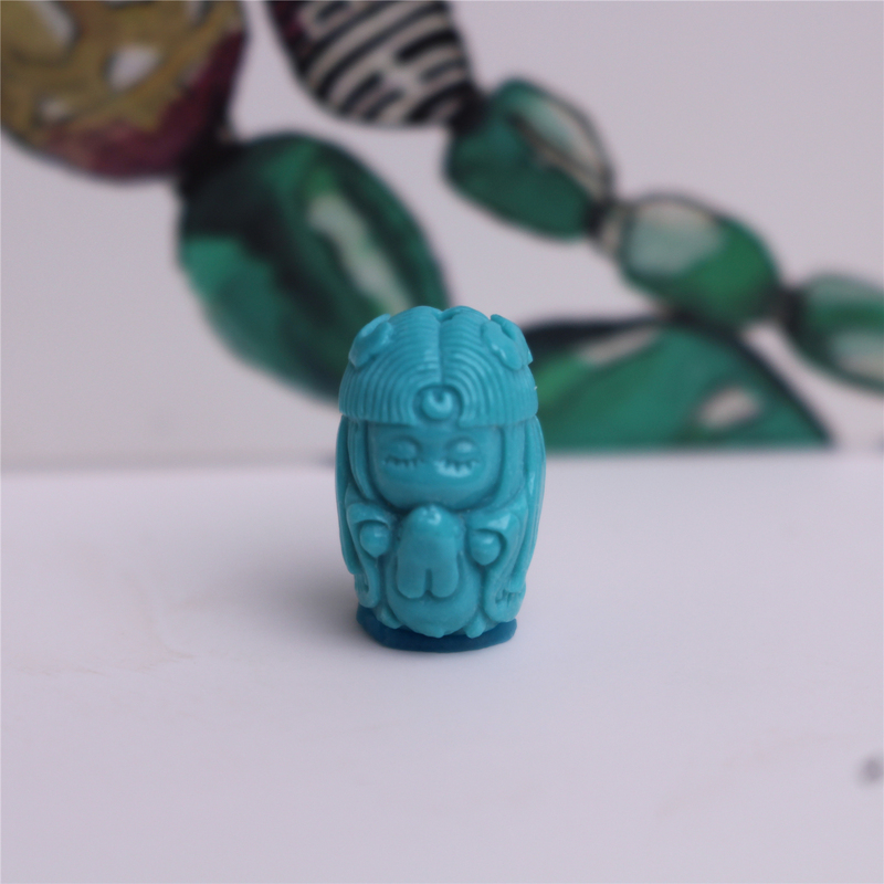 Turquoise Natural Raw Stone Linxi Jewelry Original Carving Piece Chang'E