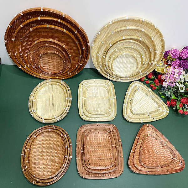 Handmade Bamboo Baskets, Bamboo Sieves, Bamboo Woven Round Baskets, Household Weaving Crafts, Snack Trays, Fruit Baskets