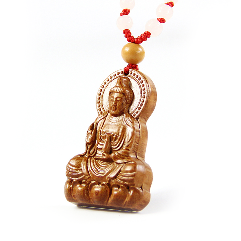 Momoki Kannon pendant necklace Maitreya Buddha men and women couples children peace jewelry wooden Buddha brand keychain
