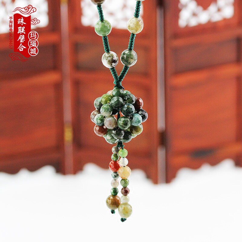 Fuxin Water Grass Manau Long version of wool coat Reflective Section Pure Handmade DIY Original Lady Ornament Necklace 520