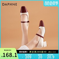 Daphne vintage Mary Jane womens shoes 2021 new summer medium heel color matching skirt fairy thick heel shoes