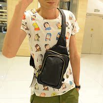 Mens chest bag casual bag mens shoulder bag sports shoulder bag mens Korean backpack leather bag trend mens bag small backpack