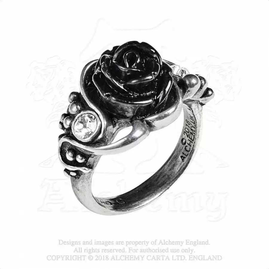 Британское кольцо с кристаллами Rose Bachelor Black Rose Rose White Crystal Ring