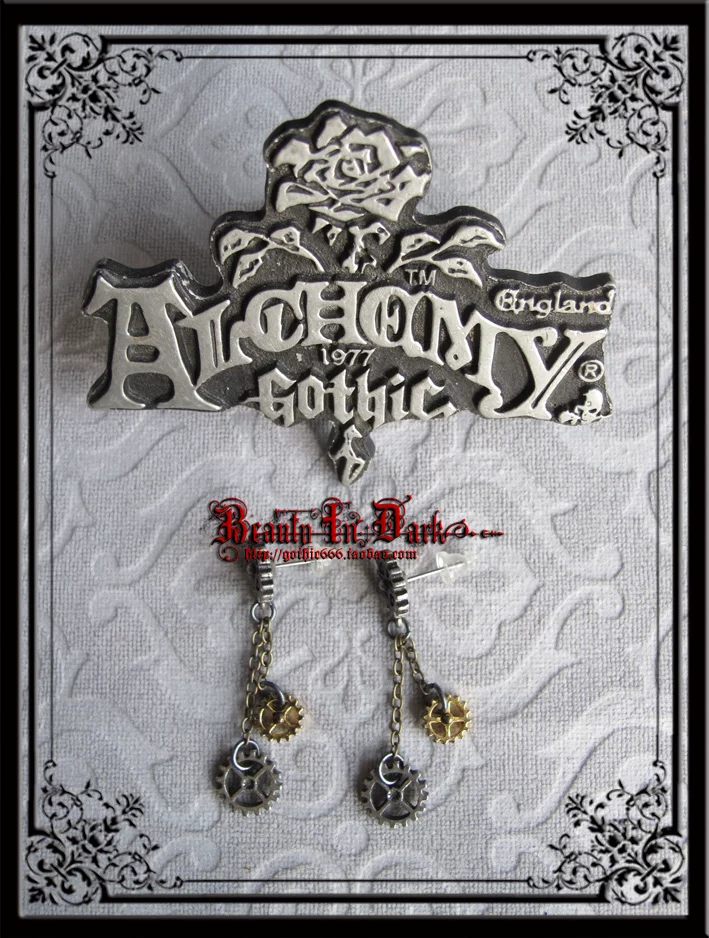 Редкий выпуск spot UK Alchemy E371Machine Head Steampunk Mechanical Gear White Tin Earrings