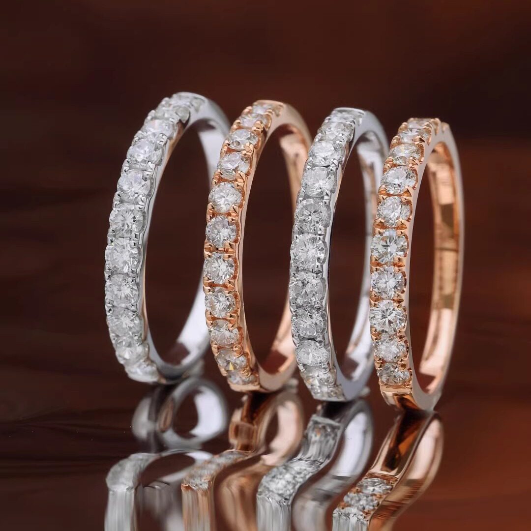 Кольцо с бриллиантами розовое золото 10ct размер 8