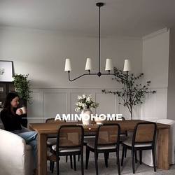 American Country-Style Restaurant Chandelier, French-Style, South Asian Style, Black Retro Designer Bar Counter Island Table Linear Long Table Lighting Fixtures