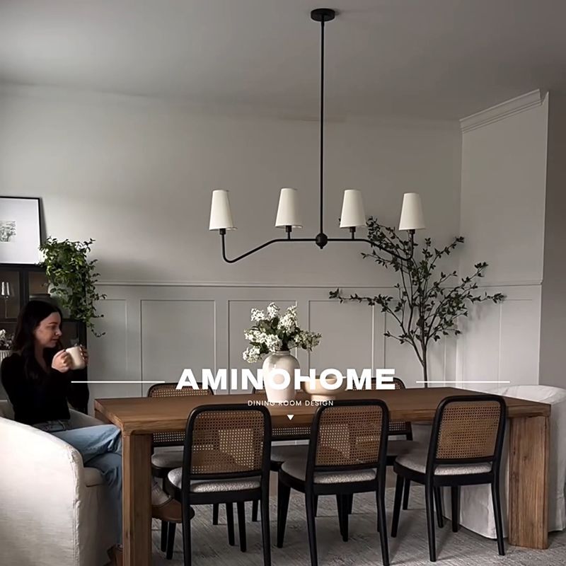 American Country-Style Restaurant Chandelier, French-Style, South Asian Style, Black Retro Designer Bar Counter Island Table Linear Long Table Lighting Fixtures