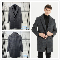 Mind Bridge Men Winter Korean Fashion Joker Double-breasted Wool Tweed Coat MTCA718C-2980