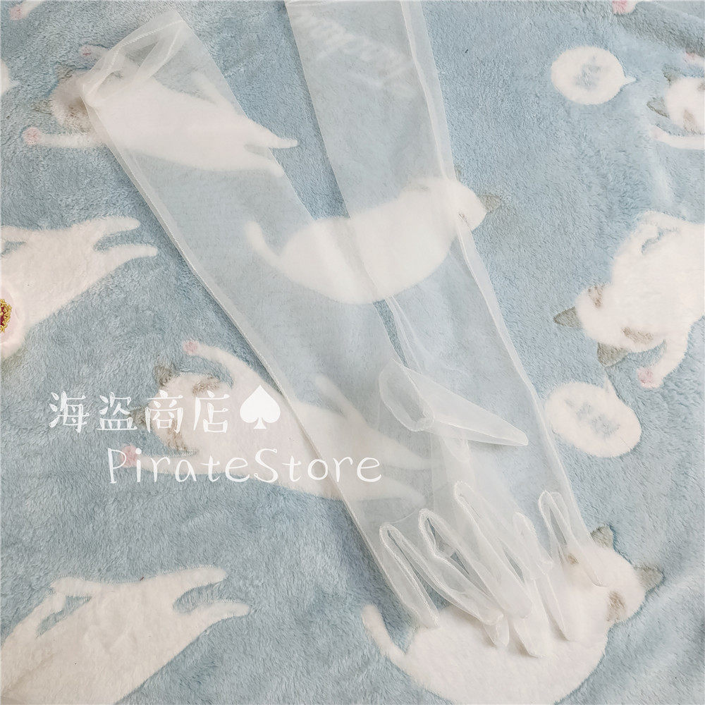 Air sense full transparent tulle gloves Lolita all-match flower wedding cla Japanese white super fairy