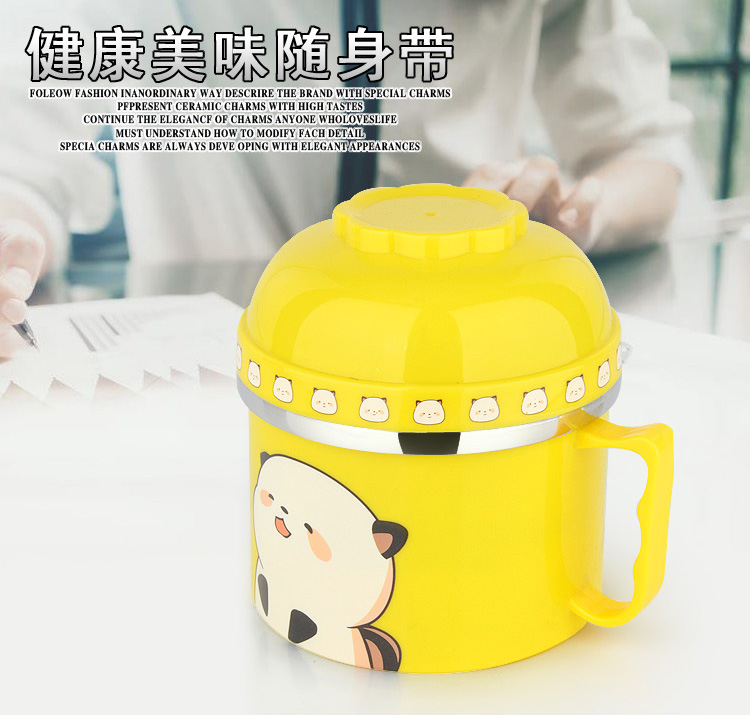 Hộp cơm trưa bằng thép không gỉ đa chức năng thức ăn nhanh cốc ăn trưa bong bóng hai lớp cách nhiệt cho học sinh ăn cơm với bát mì ăn liền - Hộp cơm điện sưởi ấm hộp cơm magic