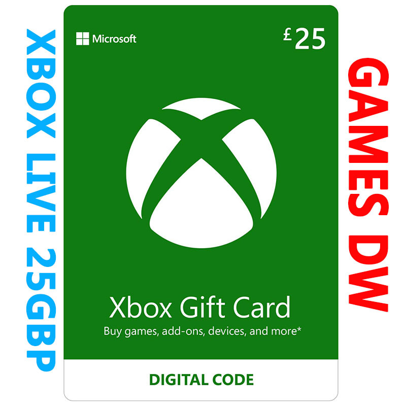Xbox Live Gbp25 Gift Card Credit (Uk) Uk Xbox Gift Card £25