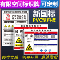 Safety risk point warning card Occupational disease hazard warning card Dust noise high temperature occupational hazard warning card Limited space safety warning card Limited space identification card Warning sign card