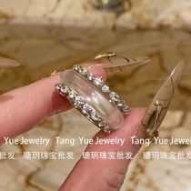High-quality goods) 925 sterling silver) Burmese natural water foam jade first encounter set ring) quartz jade) jade
