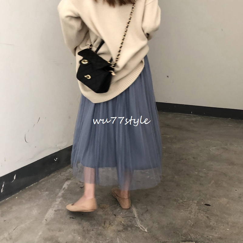 U77 Hàn Quốc Váy 3 sợi màu đơn giản hoang dã cao eo thon eo co giãn Váy xếp ly Một chiếc váy nữ mùa thu chân váy ngắn chữ a