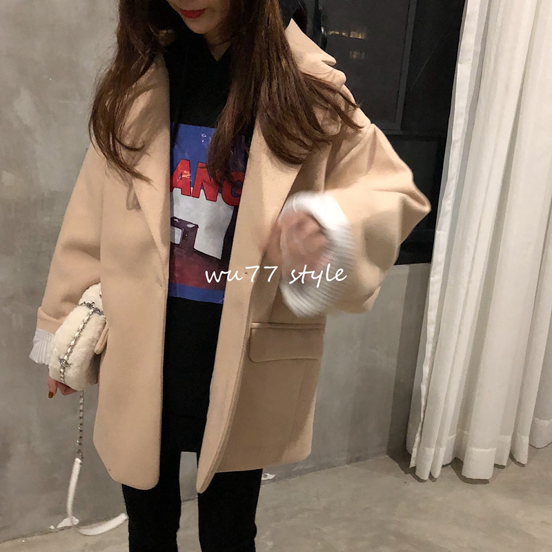 U 77 Phiên bản Hàn Quốc của áo len sọc dài tay áo len dài cỡ lớn áo parka