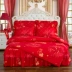 Váy cotton loại bốn mảnh 1,8m giường ngủ loại cotton dày cộng với cotton công chúa Hàn Quốc gió đôi mùa đông chăn ga cao cấp luxury Bộ đồ giường bốn mảnh