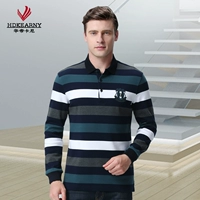 Hdkearny Vantage Carney Áo sơ mi dài tay Polo Doanh nhân trẻ thường xuyên Áo thun cotton sọc áo cộc tay nam