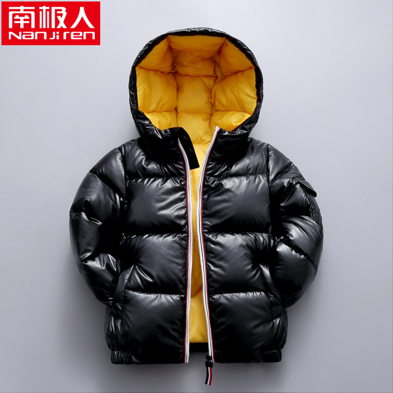 Winter children's boys and girls' down jacket foreign style bright surface coat middle and big children's winter style 2022 new winter clothing trend
