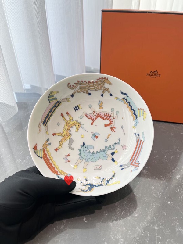 In Stock Hermès New Epopee Children's Bowl Cereal Bowl Ceramic Bowl Soup Bowl Dinner Plate 17cm