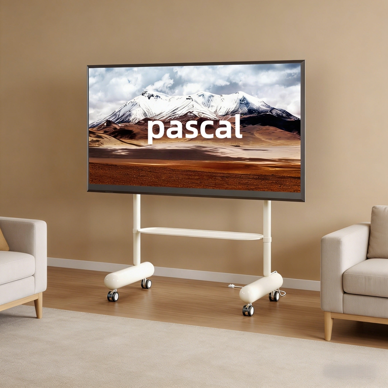 Cheese Stick Tv Movable Stand Floor-Standing Wheeled Tv Cart 55/65/75/ 85inch Vertical Tv Cabinet