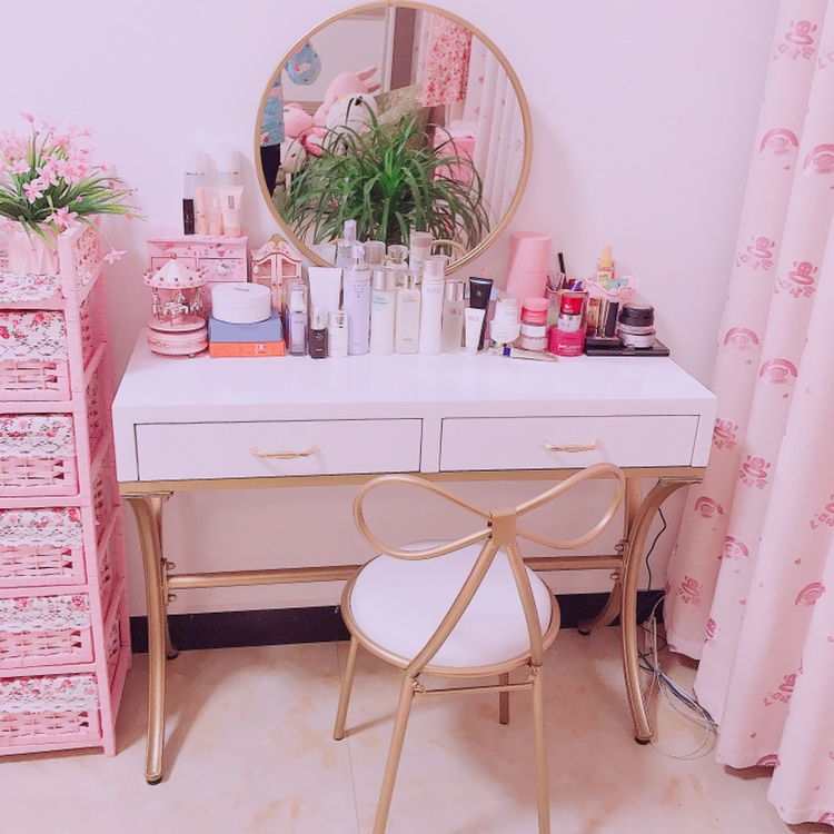 Sắt trang điểm vàng trang điểm gương cơ bản công chúa phòng ngủ bàn trang điểm gương cửa hàng cắt tóc ngồi vòng gương phòng tắm - Gương kiếng treo tường