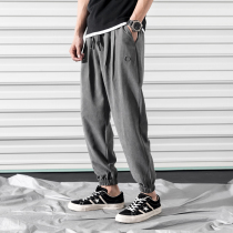 Mens trousers summer Korean trend straight loose Harlan sports pants Tide brand Gray bunch foot ankle-length pants men