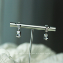 925 sterling silver square zircon pendant earrings temperament simple niche exquisite advanced sense 2020 New Tide