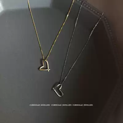 Detachable whole body 925 sterling silver three-dimensional hollow diamond-encrusted love necklace clavicle chain can be adjusted and wild