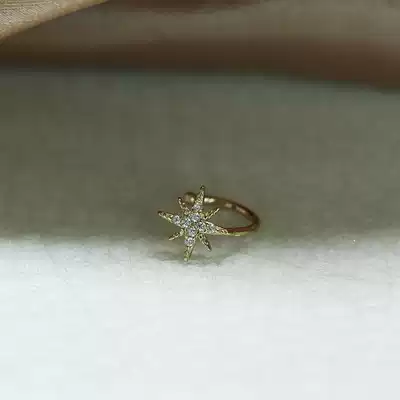 Strong push through body 925 sterling silver six-star ear needle ear clip exquisite Japanese girl Joker not easy to allergy