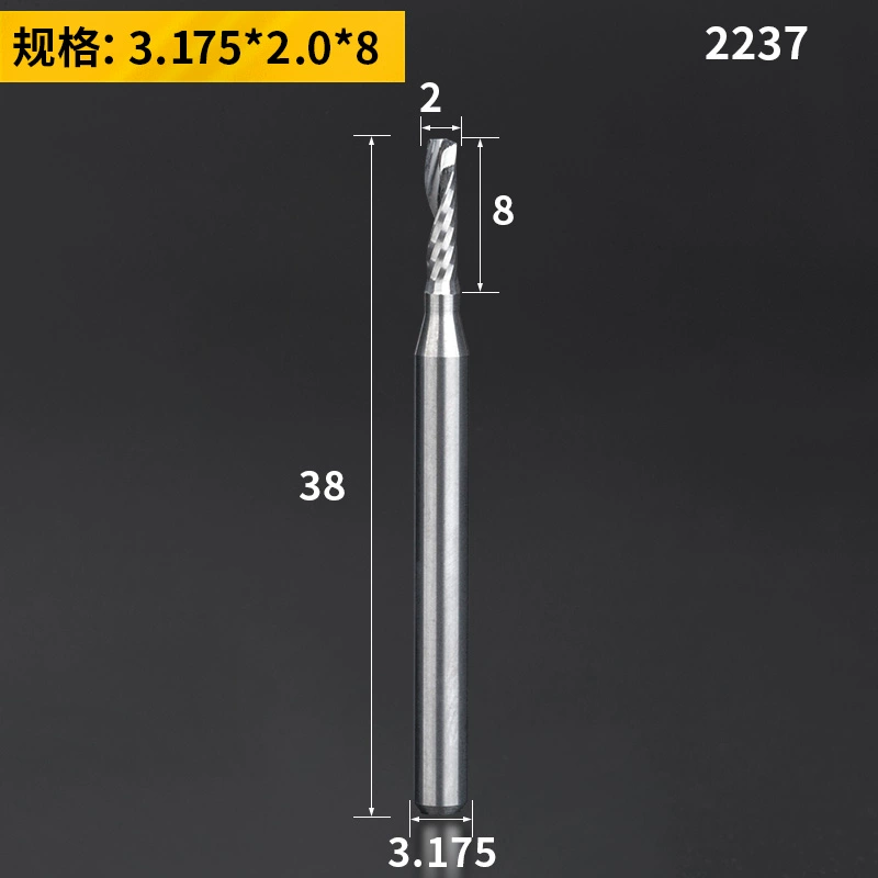 Lidiao thép vonfram 3.175 khắc bit 1 cạnh xoắn ốc phay gỗ chắc chắn mật độ bảng khắc CNC máy công cụ khoan gỗ mũi bắn vít 