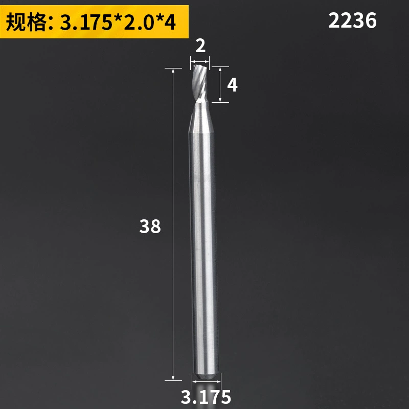 Lidiao thép vonfram 3.175 khắc bit 1 cạnh xoắn ốc phay gỗ chắc chắn mật độ bảng khắc CNC máy công cụ khoan gỗ mũi bắn vít 