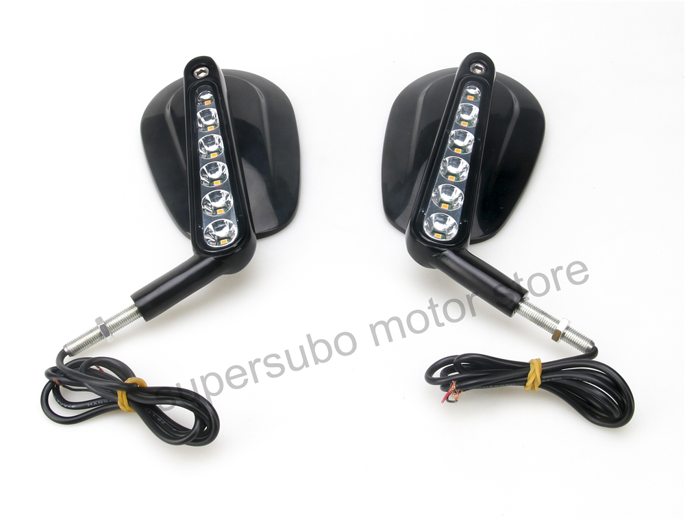 Phụ kiện xe máy Harley chuyển đổi với gương chiếu sáng LED Đen V-ROD VRSCF 2009-2017 - Xe máy lại gương gương xe vision chính hãng