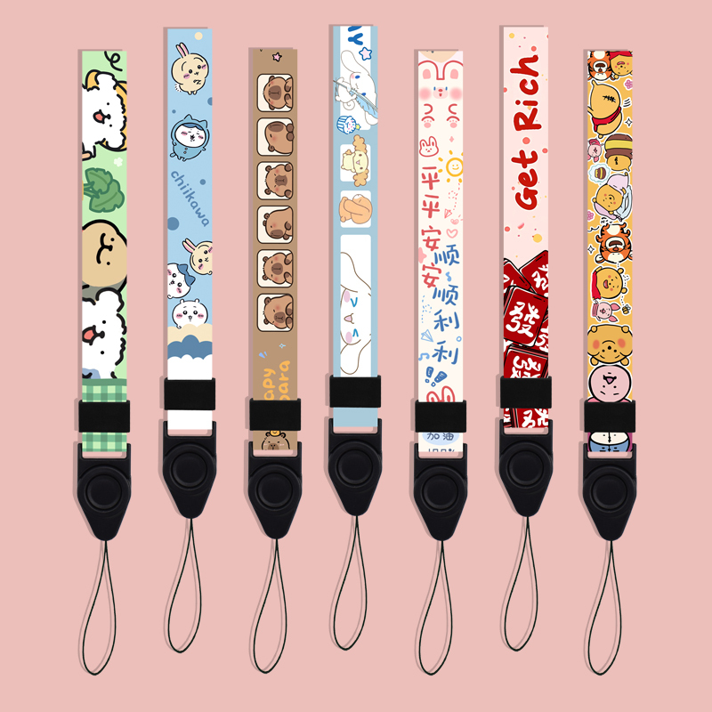 ins Cute Single-Button Short Phone Lanyard USB Flash Drive Card Holder Polaroid Camera Keychain Wrist Strap Anti-Lost Portable