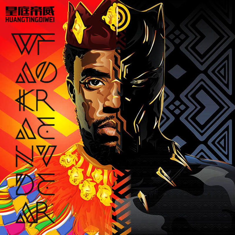 Black Panther Wanta Marvel Black Panther Personalized Trendy Brand Half-Sleeved Short-Sleeved T-Shirt