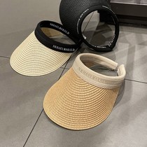 French Korean style ins straw duck tongue empty top hat for women spring and summer sun protection headband headband sun hat