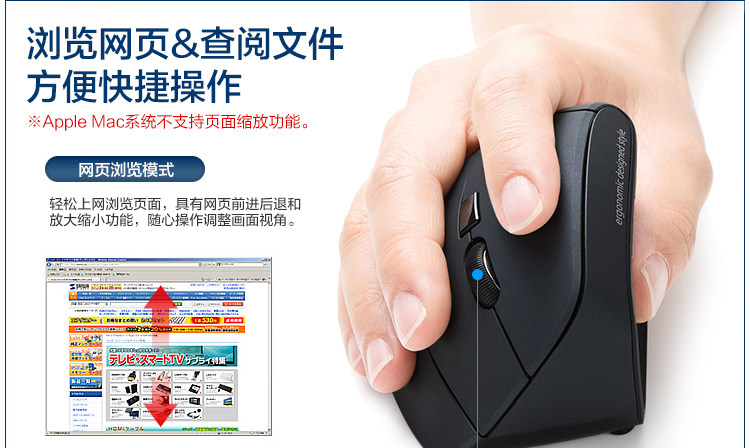 日本 山业 垂直握式蓝光护腕鼠标 告别鼠标手 图9