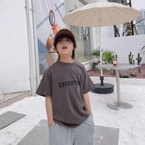 2022 Scout Summer High Street Letter Boy short sleeve T-shirt Korean version online Red CUHK Children loose pure cotton half sleeve T