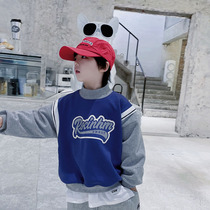 2021 winter clothing new childrens clothing plus suede jersey Korean version fake two thickening acrobats pure cotton tide sleeve head warm jacket
