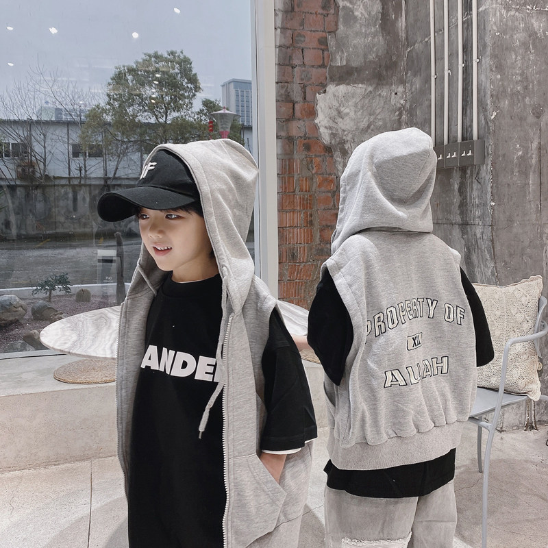2022 Spring and summer new children's cap coat cotton embroidered boy coat girl bao Han version sleeveless vest