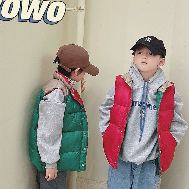 Original Homemade Winter Clothing New Boy Han Edition Eiderdown Waistcoat Children Casual Kshoulder Baby Two Sides Wearing Vests